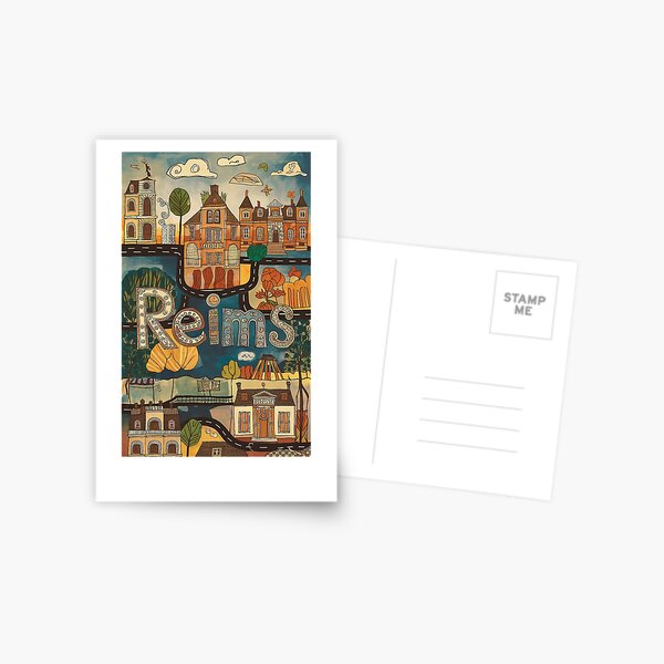 Item preview, Reims City of France Whimsical Retro Doodle Art designed and sold by Witty Shirts.
