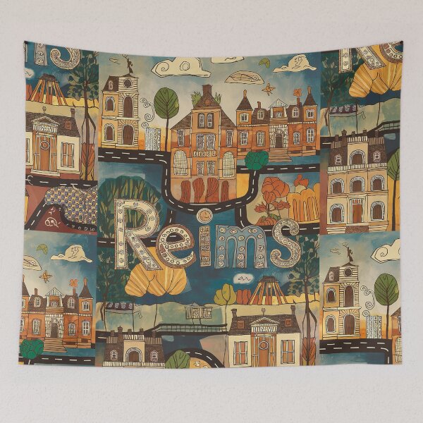 Item preview, Reims City of France Whimsical Retro Doodle Art designed and sold by Witty Shirts.