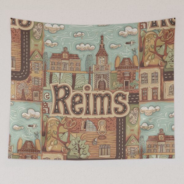 Item preview, Reims City of France Whimsical Retro Doodle Art designed and sold by Witty Shirts.