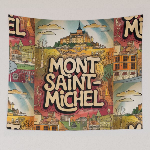Item preview, Mont Saint-Michel City of France Whimsical Retro Doodle Art designed and sold by Witty Shirts.