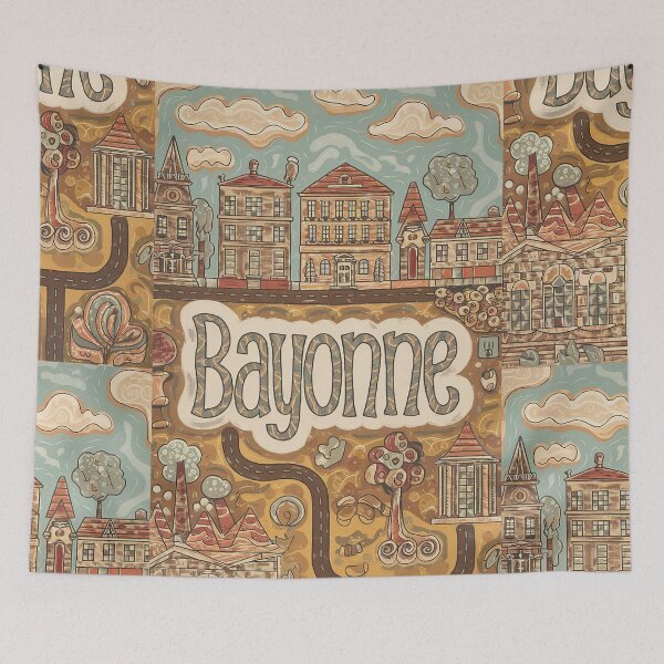 Item preview, Bayonne City of France Whimsical Retro Doodle Art designed and sold by Witty Shirts.