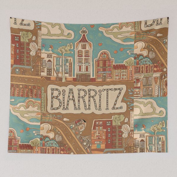 Item preview, Biarritz City of France Whimsical Retro Doodle Art designed and sold by Witty Shirts.