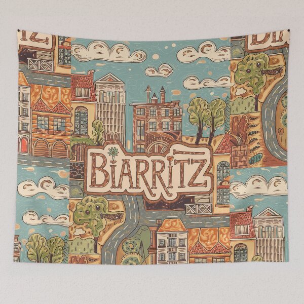 Item preview, Biarritz City of France Whimsical Retro Doodle Art designed and sold by Witty Shirts.