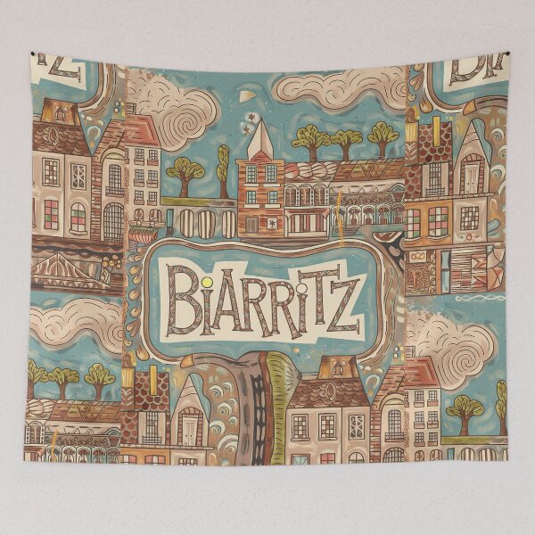 Item preview, Biarritz City of France Whimsical Retro Doodle Art designed and sold by Witty Shirts.