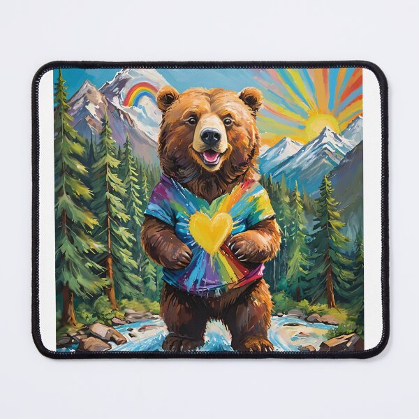 Item preview, Happy Brown Bear in Tie Dye Heart TShirt in Forest designed and sold by Yogibear & Rachelle .