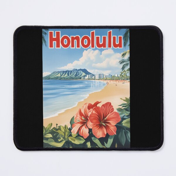Item preview, Vintage Honolulu Travel Poster designed and sold by Boddicca.