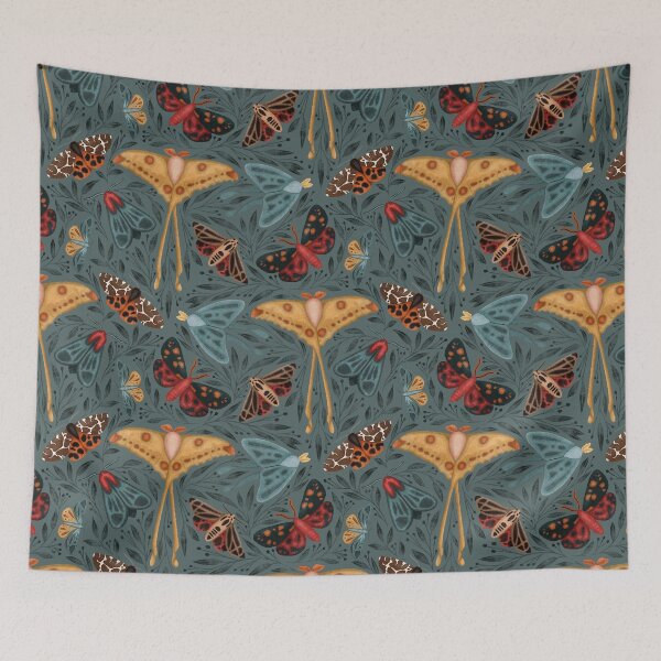 Item preview, Flight of Moths Teal designed and sold by smoothfoxill.
