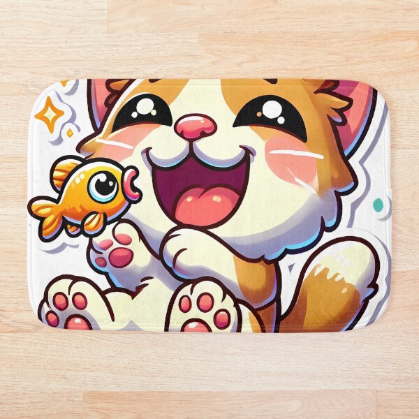 Item preview, Gato riendo jugando con un pez designed and sold by Peelya.