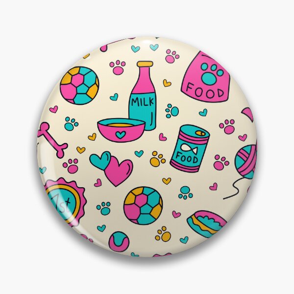 Item preview, dogs pattern, dog food, milk, balloons, Balls of yarn, balls with small dog feet and small hearts, cream background designed and sold by quickkdesign.