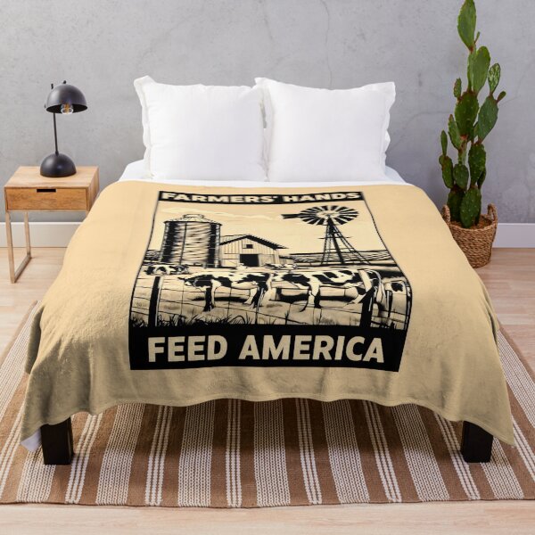 Item preview, Farmers' Hands Feed America Black Cows Brown Fields Barn designed and sold by SplashTastic.