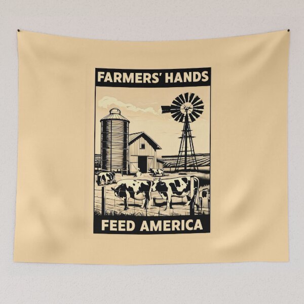 Item preview, Farmers' Hands Feed America Black Cows Brown Fields Barn designed and sold by SplashTastic.