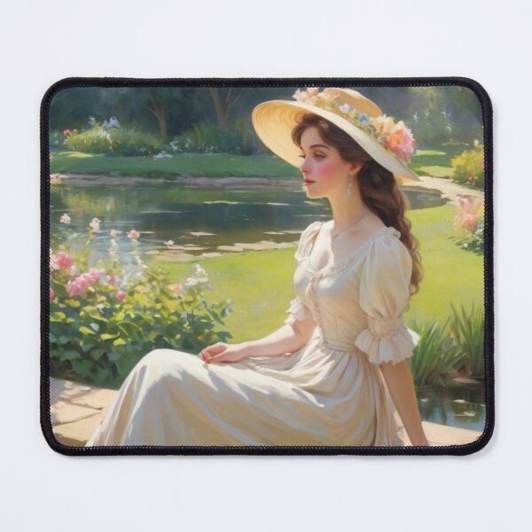 Artikelvorschau, Timeless Repose: Victorian Woman in a Garden by the Pond entworfen und verkauft von BlareBlare.