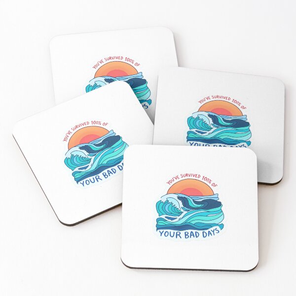 Item preview, You’ve Survived 100% Bad Days - Ocean Resilience Art, Mental Health Quote designed and sold by GipsyAvenger.