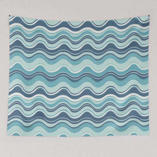 Item preview, Wavy Ocean Pattern – Coastal Living Beach Design with Marine Lif Coastal Living Decor designed and sold by Teemaniac.