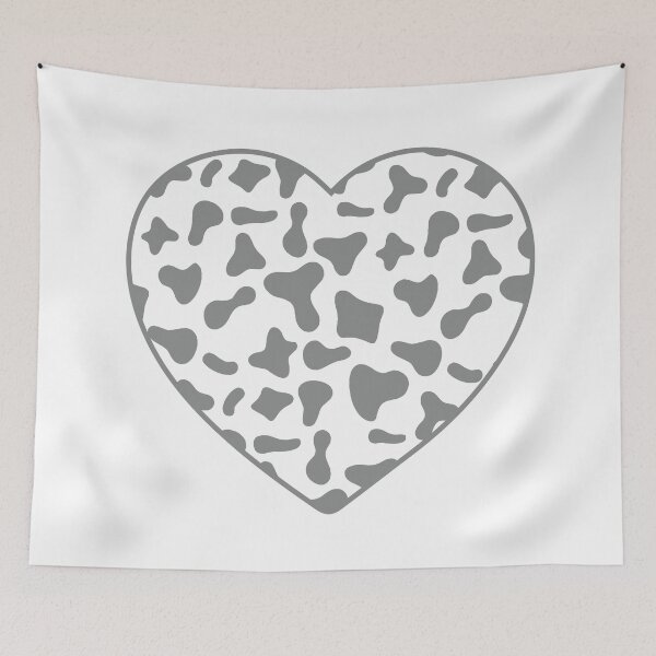 Item preview, Grey Cow Pattern on White Cowhide | Grey Cow Skin Heart designed and sold by PatternPen.