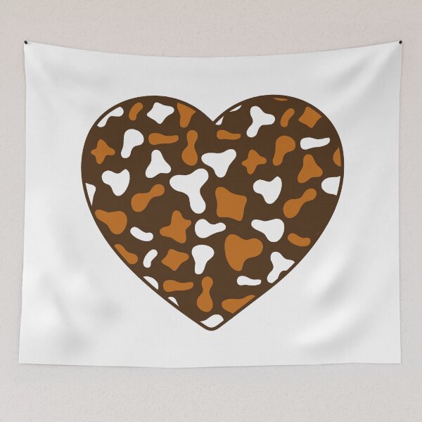 Item preview, White Caramel Cow Pattern on Brown Cowhide | Brown Cow Skin Heart designed and sold by PatternPen.