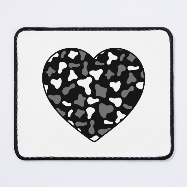 Item preview, White Grey Cow Pattern on Black Cowhide | Black Cow Skin Heart designed and sold by PatternPen.