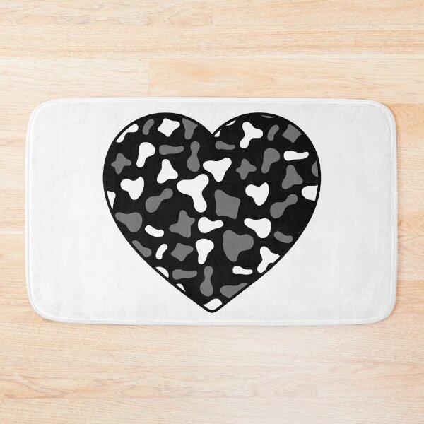 Item preview, White Grey Cow Pattern on Black Cowhide | Black Cow Skin Heart designed and sold by PatternPen.