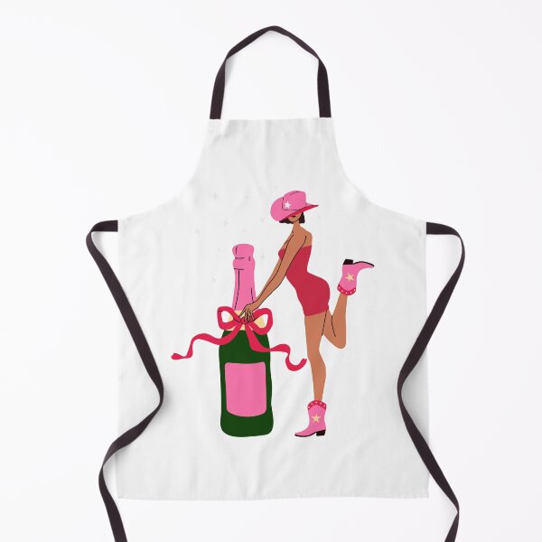 Item preview, A woman in a pink dress holding a bottle of champagne in a cowboy hat and boots. designed and sold by Innamalinka.
