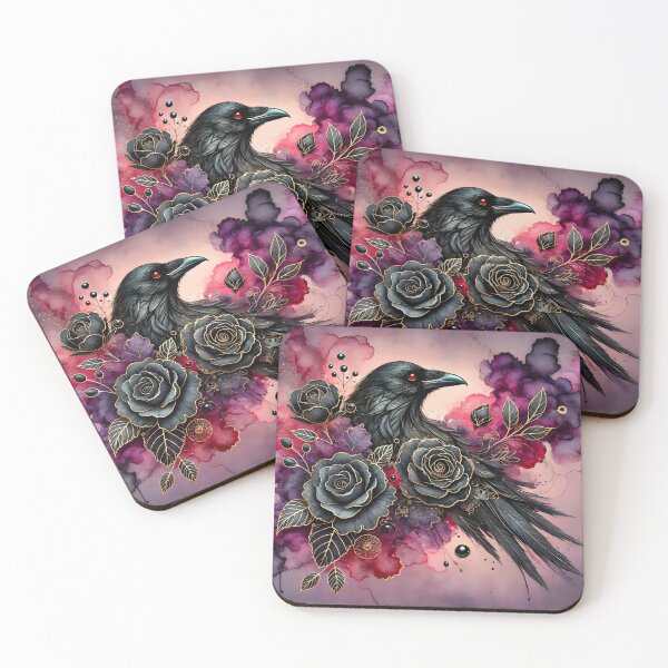Item preview, Blooming Guardian Raven – Abstract Black Rose Art by LaLi Designs designed and sold by LaLi-Designs.