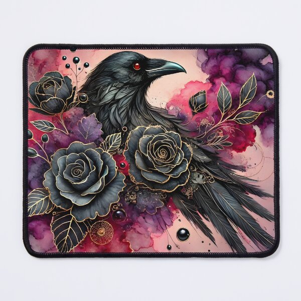 Item preview, Blooming Guardian Raven – Abstract Black Rose Art by LaLi Designs designed and sold by LaLi-Designs.