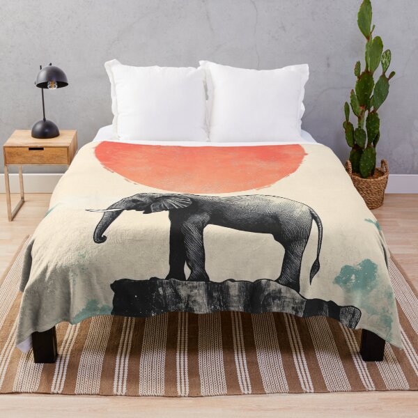 Item preview, Elephant on a Rock Animal Nature Wildlife Aesthetic Illustration designed and sold by PurrGreen.