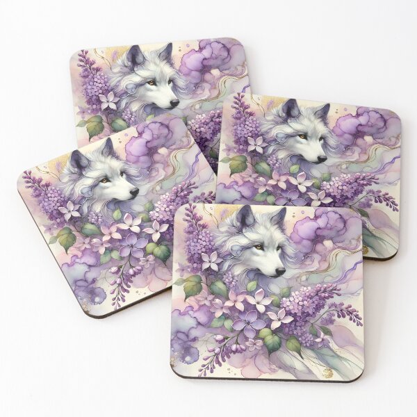 Item preview, Blooming Guardian Wolf – Abstract Lilac Art by LaLi Designs designed and sold by LaLi-Designs.