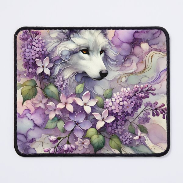 Item preview, Blooming Guardian Wolf – Abstract Lilac Art by LaLi Designs designed and sold by LaLi-Designs.