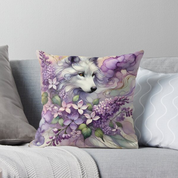 Item preview, Blooming Guardian Wolf – Abstract Lilac Art by LaLi Designs designed and sold by LaLi-Designs.