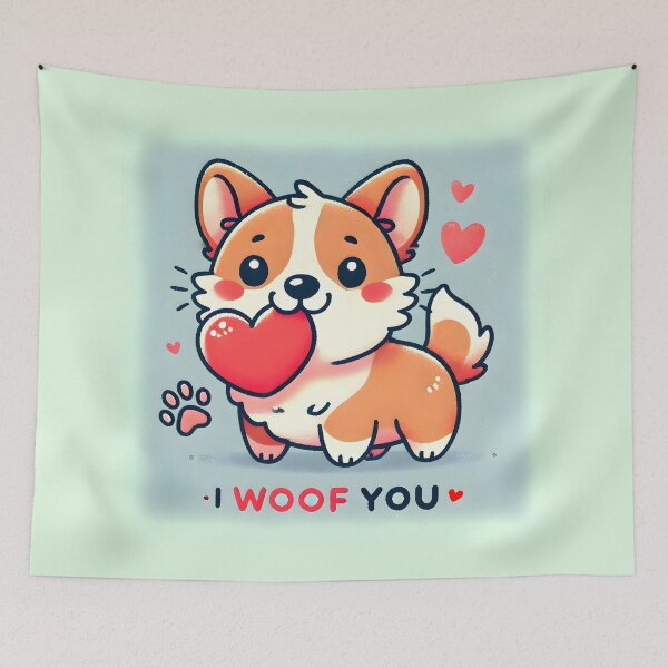 Item preview, Fluffy Corgi Heart Surprise: Woofing Adorable Love Confession designed and sold by CoolVisionStd.