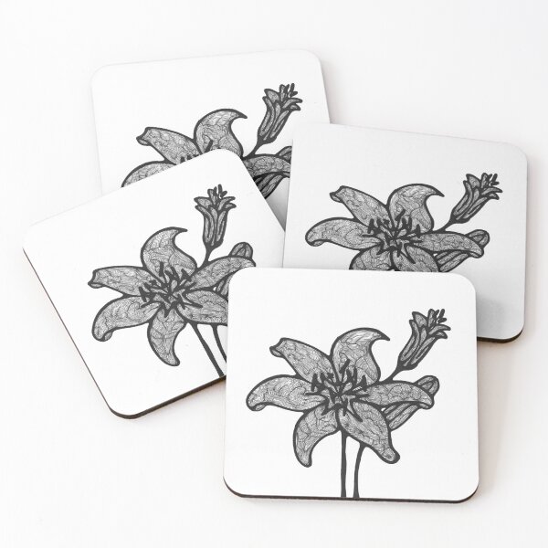 Item preview, Stargazer Lillies in black and white designed and sold by Nicolene From Africa.