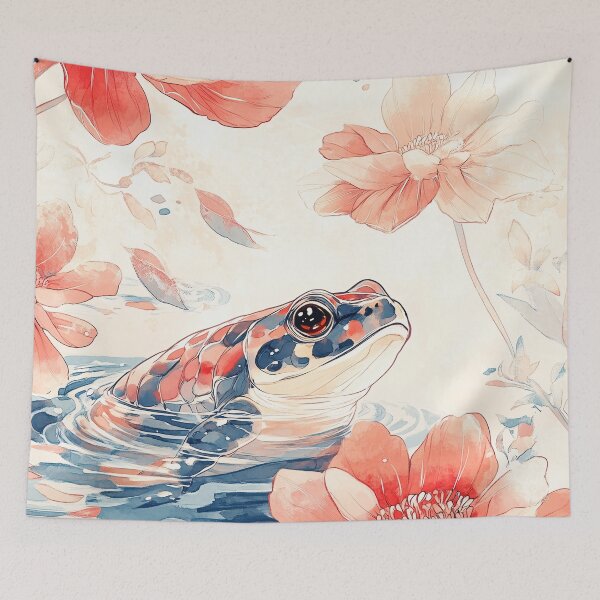 Item preview, Japanese Aesthetic Watercolor Frog Nature Animal Wildlife designed and sold by PurrGreen.