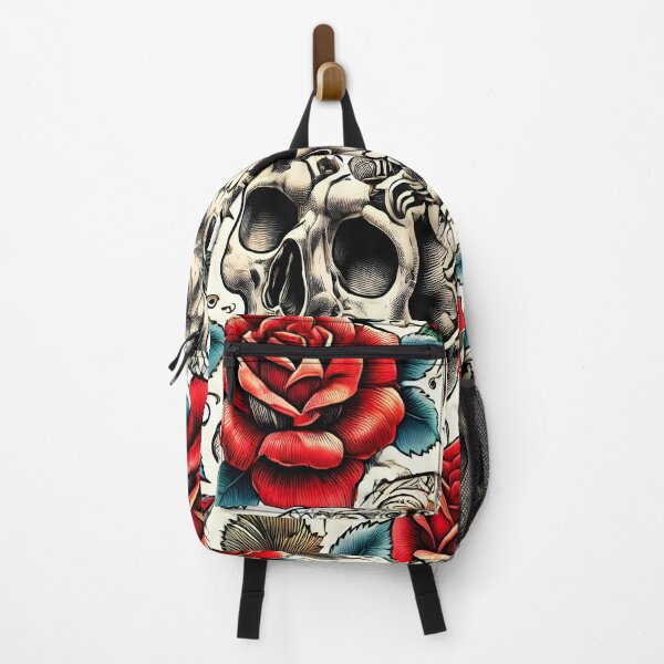 Item preview, Gothic Skull and Rose Pattern - Vintage Tattoo Floral Skull Art for Alternative Fashion & Home Decor designed and sold by DrawHandArt.