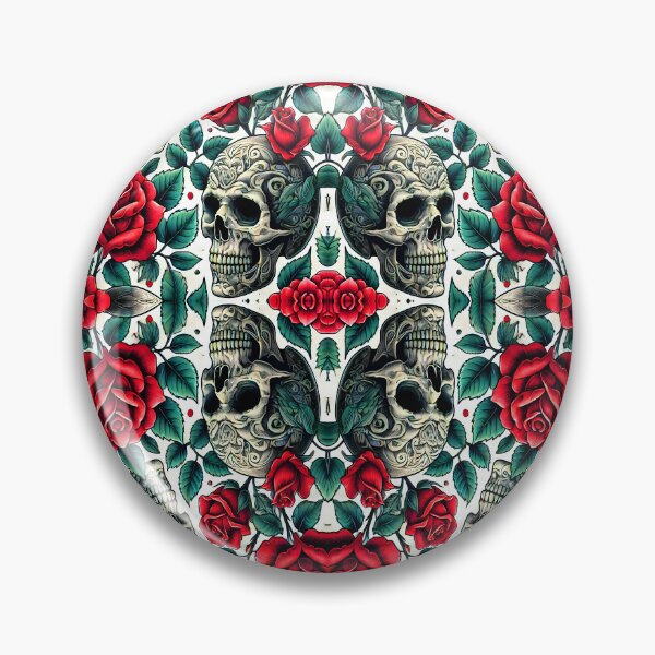 Artikel-Vorschau von Gotisches Totenkopf- und Rosenmuster - Vintage-Tattoo-Blumen-Totenkopfkunst für alternative Mode und Heimdekoration, designt und verkauft von DrawHandArt.