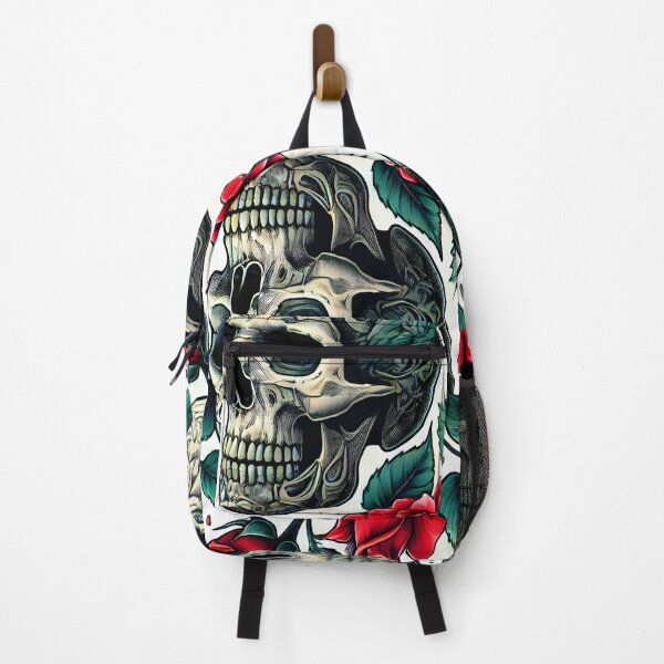 Item preview, Gothic Skull and Rose Pattern - Vintage Tattoo Floral Skull Art for Alternative Fashion & Home Decor designed and sold by DrawHandArt.
