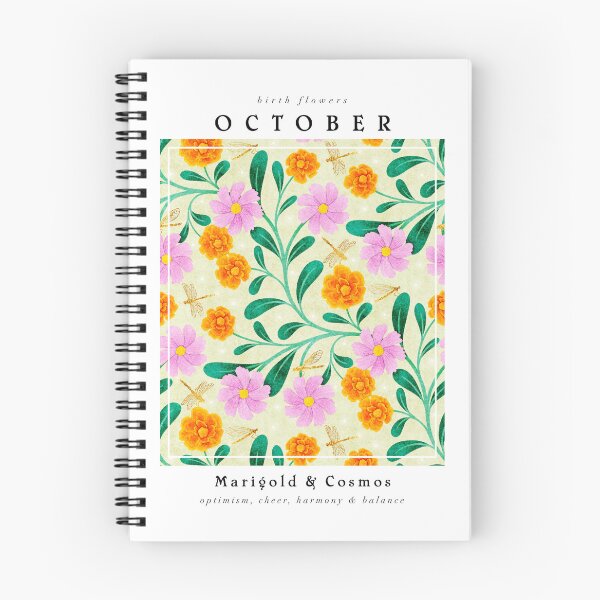 Item preview, Flores de nacimiento de octubre: caléndula y cosmos designed and sold by RebeccaFlaherty.