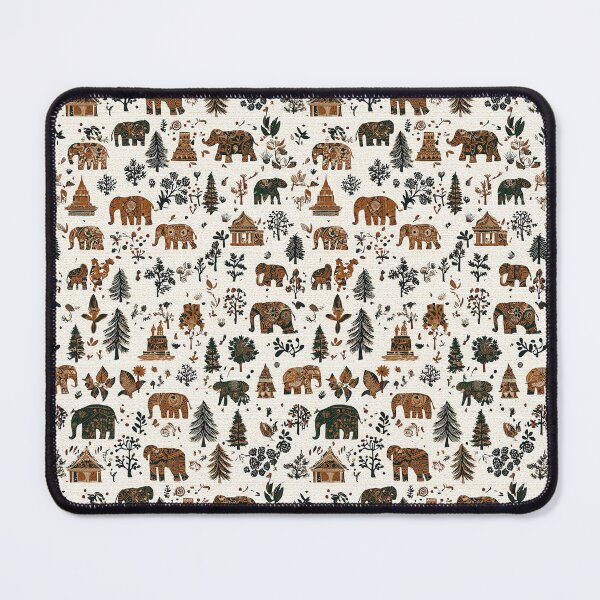 Item preview, Decorative elephant print with floral elements designed and sold by Piotrek0001.