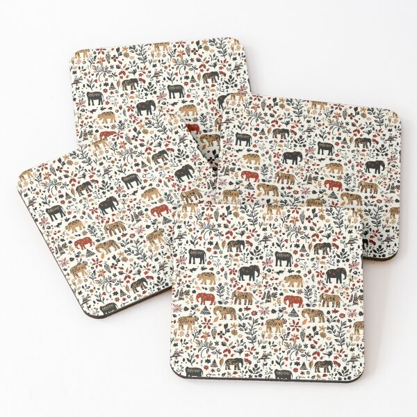 Item preview, Elephant textile pattern with botanical decorations designed and sold by Piotrek0001.