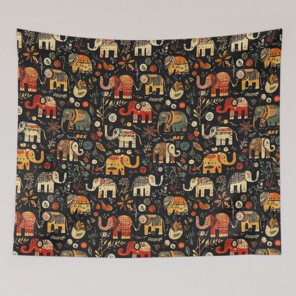 Item preview, Geometric and floral elephant pattern with symmetry designed and sold by Piotrek0001.