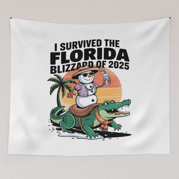 Item preview, I Survived The Florida Blizzard of 2025 - This funny gift is perfect for Floridians, snowbirds, vacationers, and anyone who loves tropical humor and unique designs. designed and sold by ZyziowskyArt.