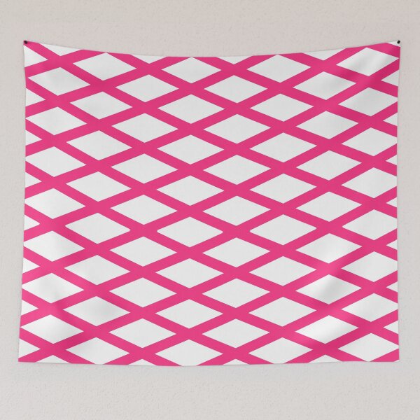 Item preview, Modern Pink And White Geometric Diamond Checked Shaped Pattern designed and sold by SpinklyCreations.