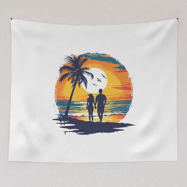 Item preview, beach with a summer couple designed and sold by ShopMaxiDesigns.