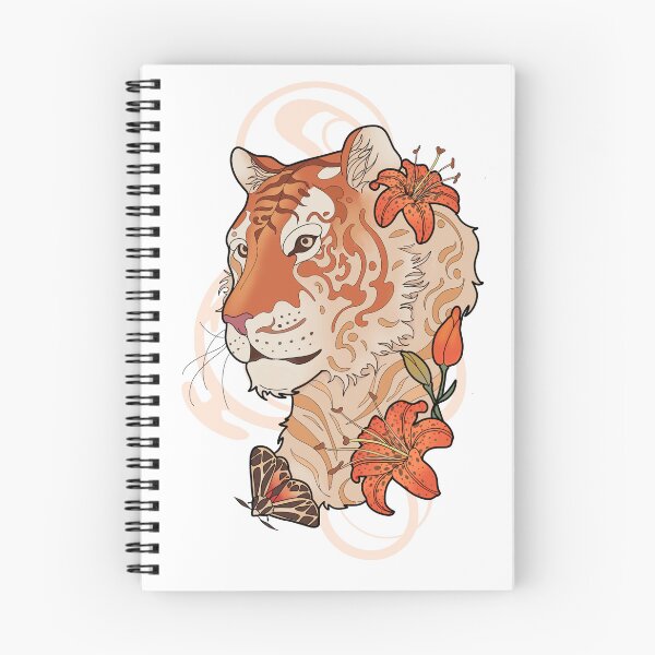 Item preview, Tigre con lirios y polilla estilo art nouveau neotradicional artístico designed and sold by Miska-art.