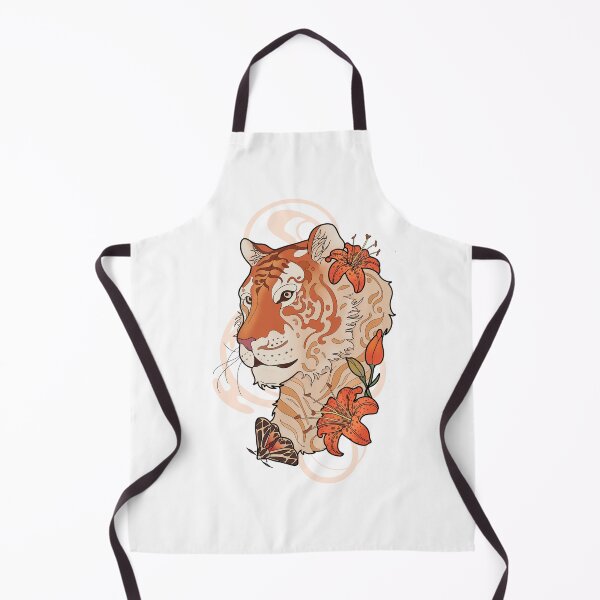 Item preview, Tiger with lilies and moth neotraditional art nouveau style artistic designed and sold by Miska-art.