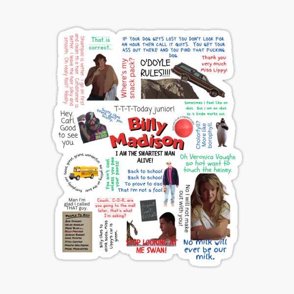 Vista previa del artículo con la obra «Citas de Billy Madison», diseñado y vendido por Isthereatheme.