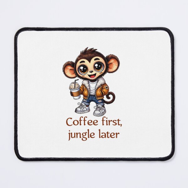 Item preview, Coffee first, jungle later. Adorable Monkey in Streetwear Holding a Latte designed and sold by All-Of-Art.