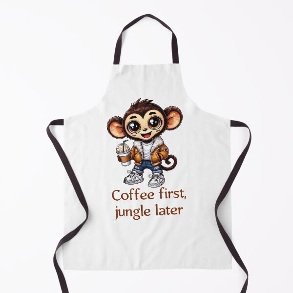 Item preview, Coffee first, jungle later. Adorable Monkey in Streetwear Holding a Latte designed and sold by All-Of-Art.