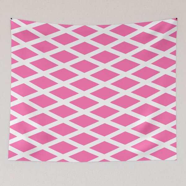 Item preview, Modern Pink And White Geometric Diamond Checked Shaped Pattern designed and sold by SpinklyCreations.