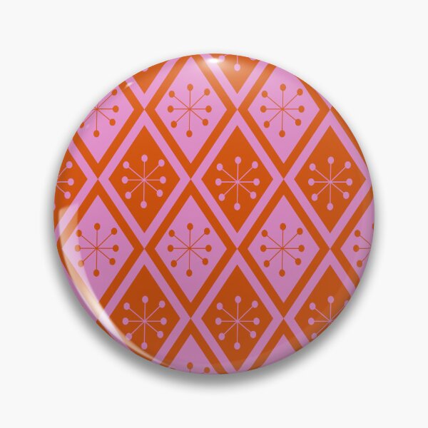 Item preview, Mid Century Atomic stars on pink and orange retro diamonds pattern designed and sold by Yasminepatterns .