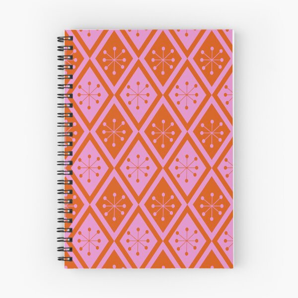 Item preview, Mid Century Atomic stars on pink and orange retro diamonds pattern designed and sold by Yasminepatterns .